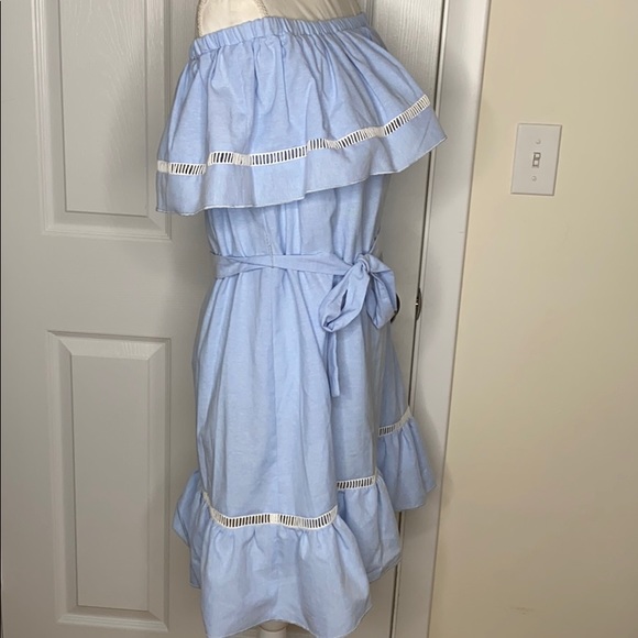 Strapless Light Blue Ruffle Dress - Picture 4 of 6